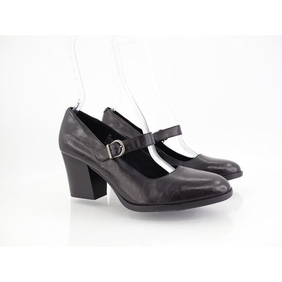 Born Adelphi Mary Jane Pump Womens Size 9M Black Leather Pointed Toe Block Heel - Picture 1 of 11